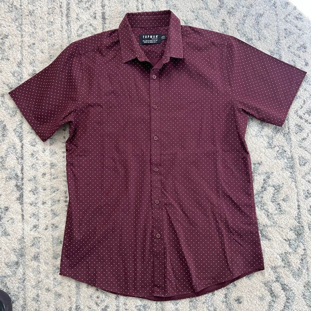 Men’s Topman Maroon Button Down Shirt